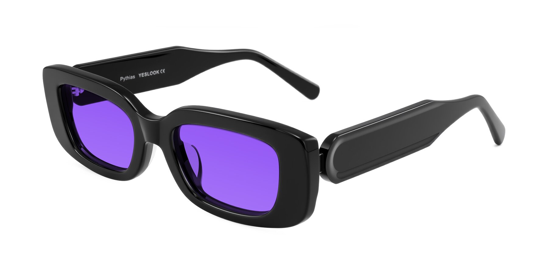 Angle of Pythias in Black with Purple Tinted Lenses