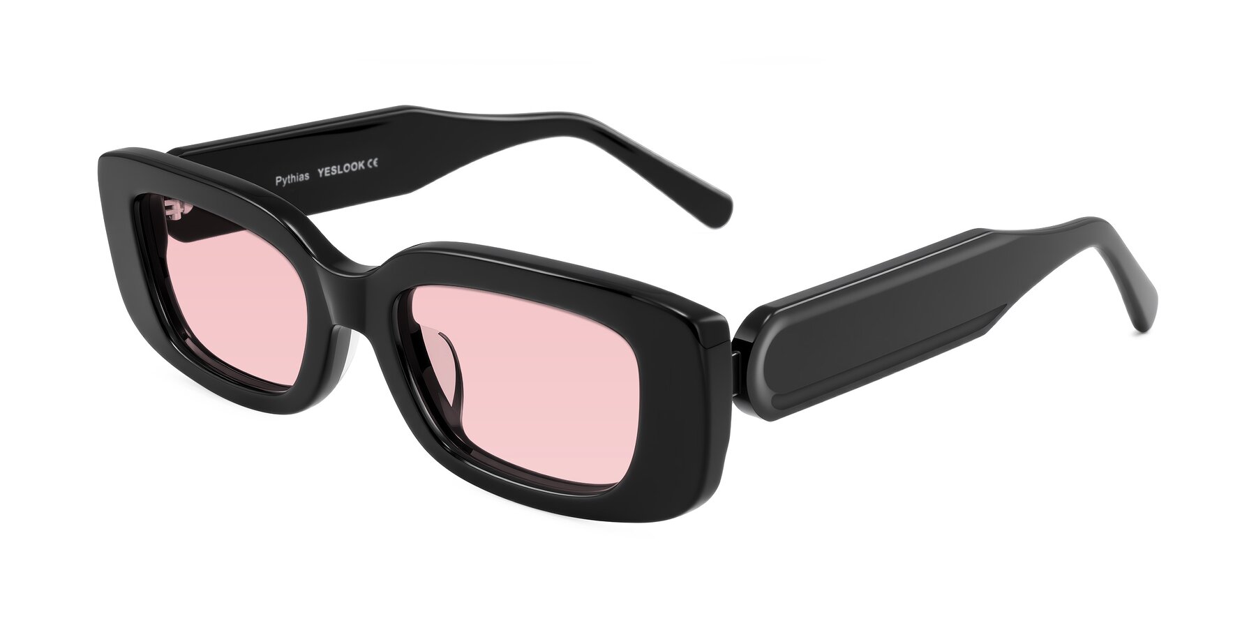 Angle of Pythias in Black with Light Garnet Tinted Lenses
