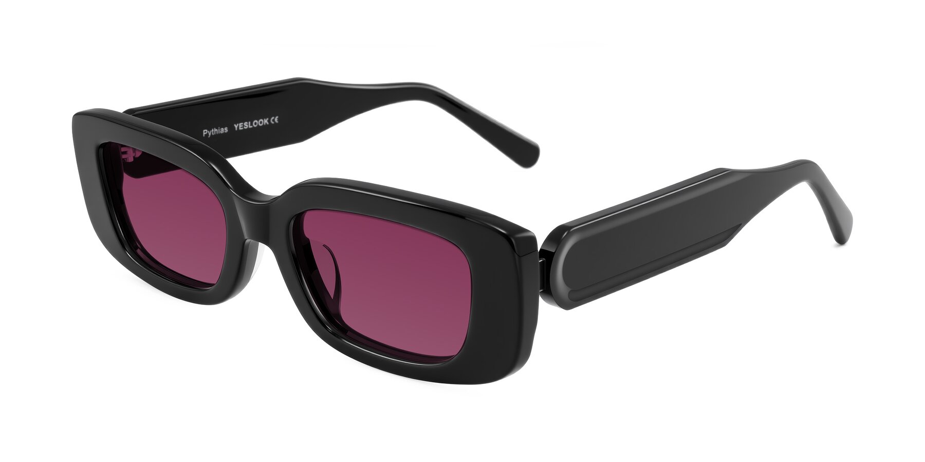 Angle of Pythias in Black with Wine Tinted Lenses