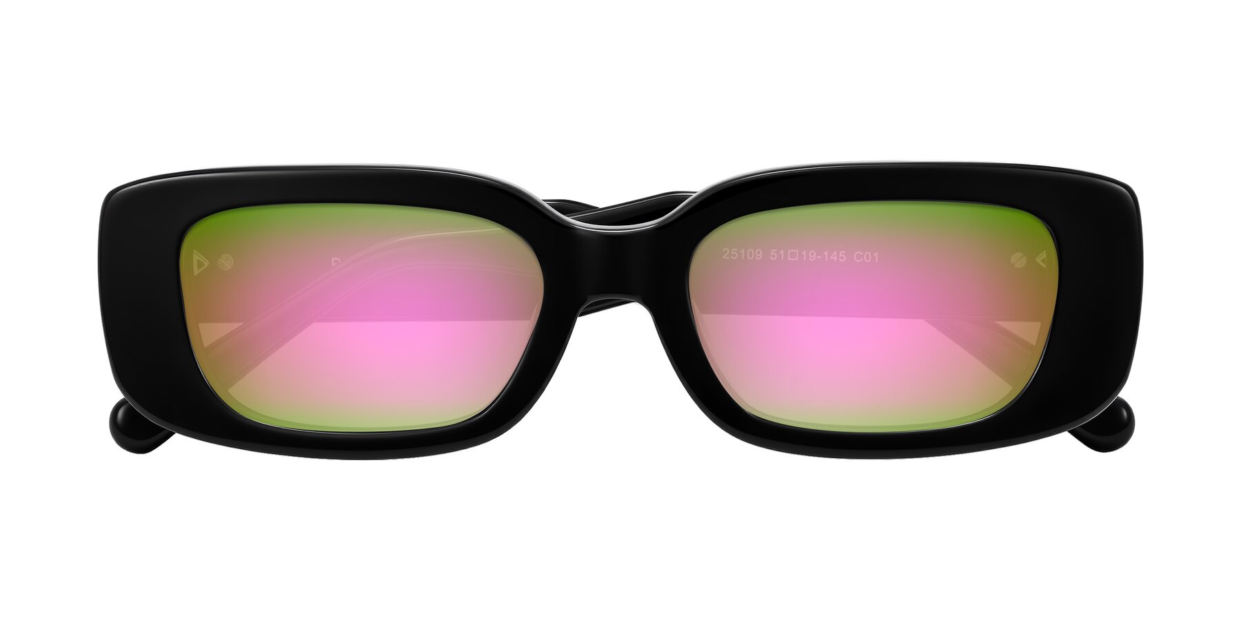 Folded Front of Pythias in Black with Pink Mirrored Lenses