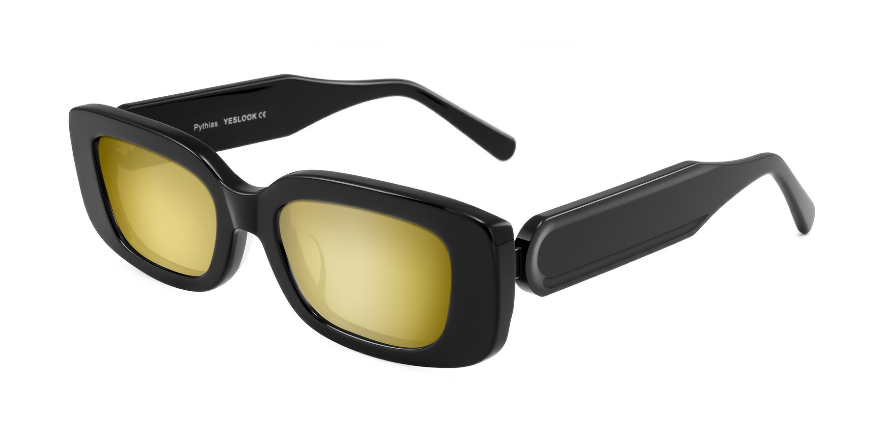 Angle of Pythias in Black with Gold Mirrored Lenses