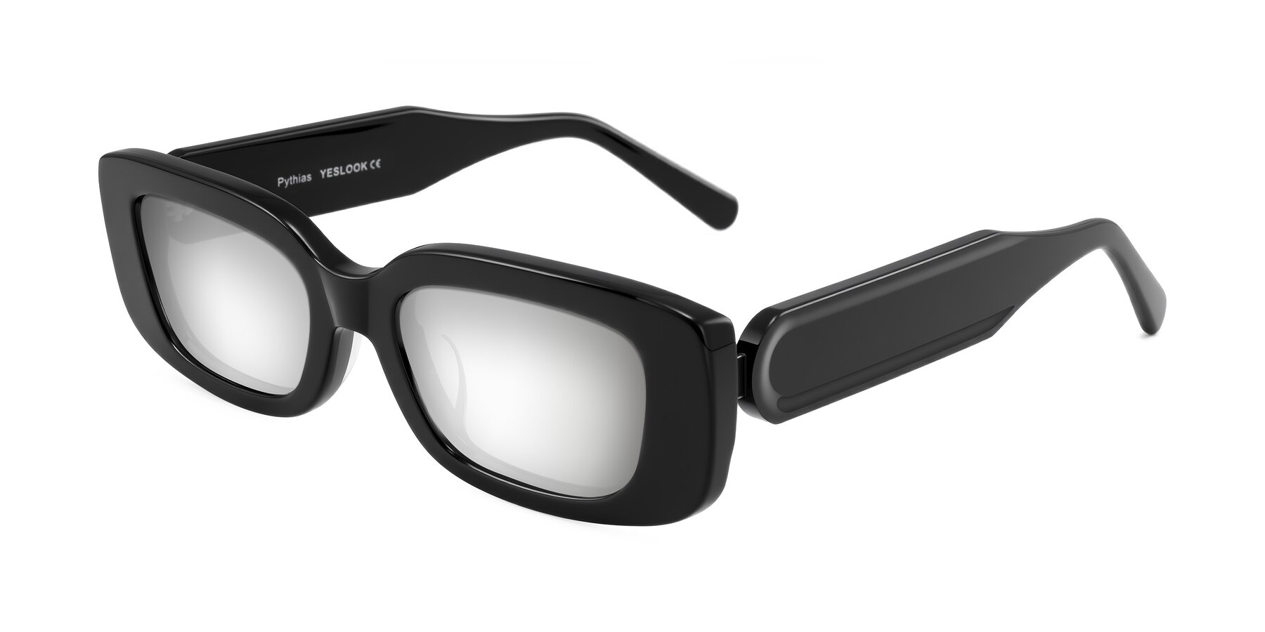 Angle of Pythias in Black with Silver Mirrored Lenses