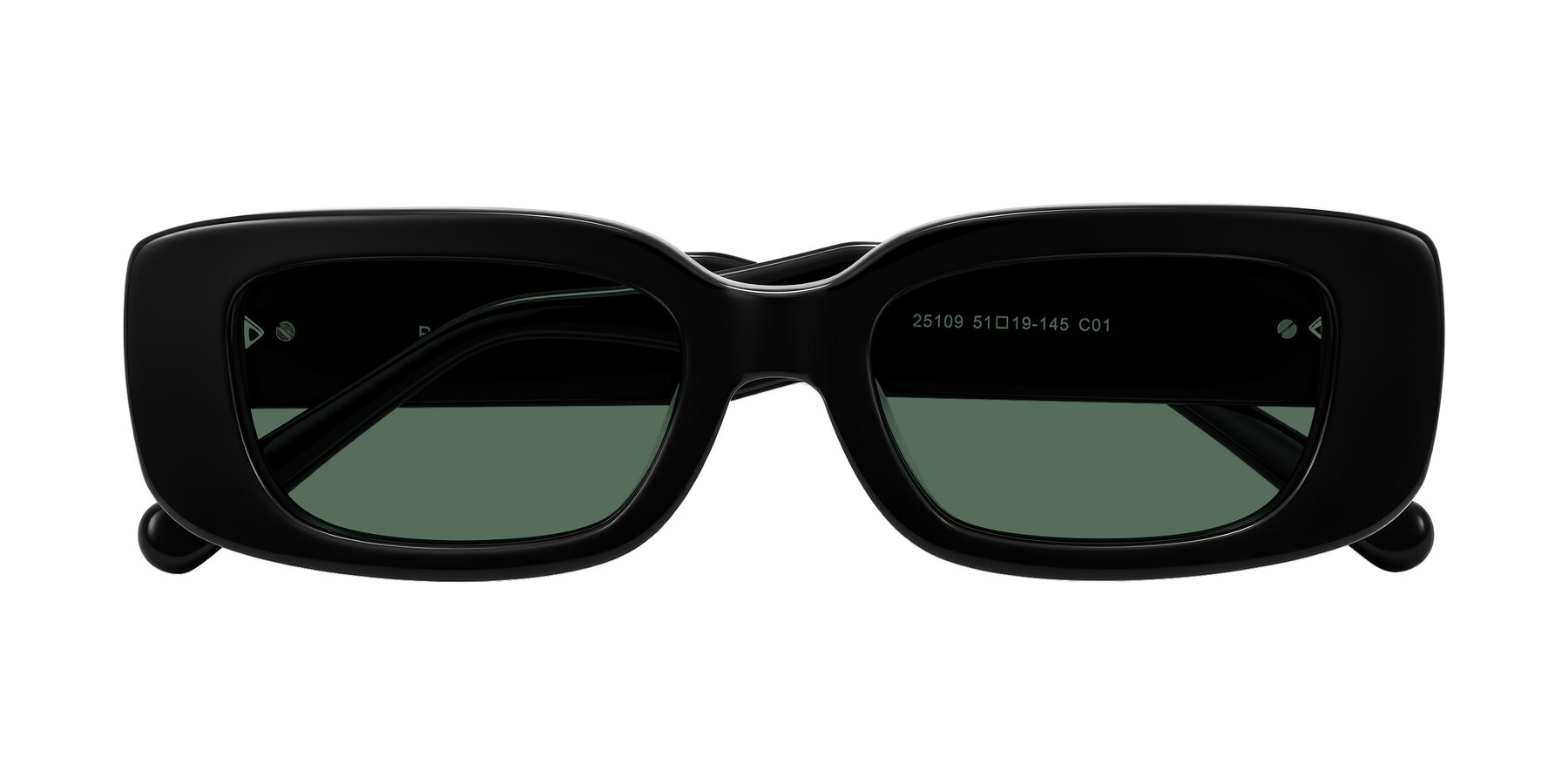 Folded Front of Pythias in Black with Green Polarized Lenses