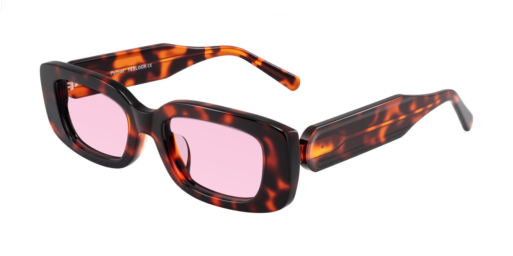 Angle of Pythias in Tortoise with Light Pink Tinted Lenses