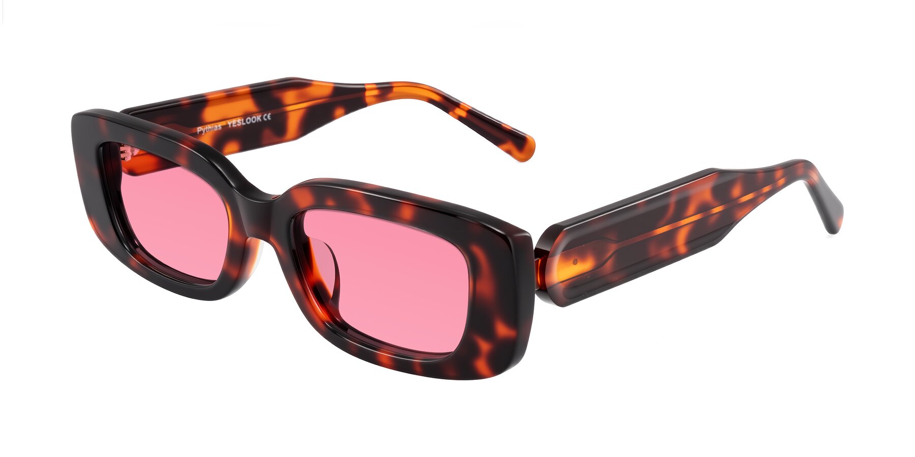 Angle of Pythias in Tortoise with Pink Tinted Lenses