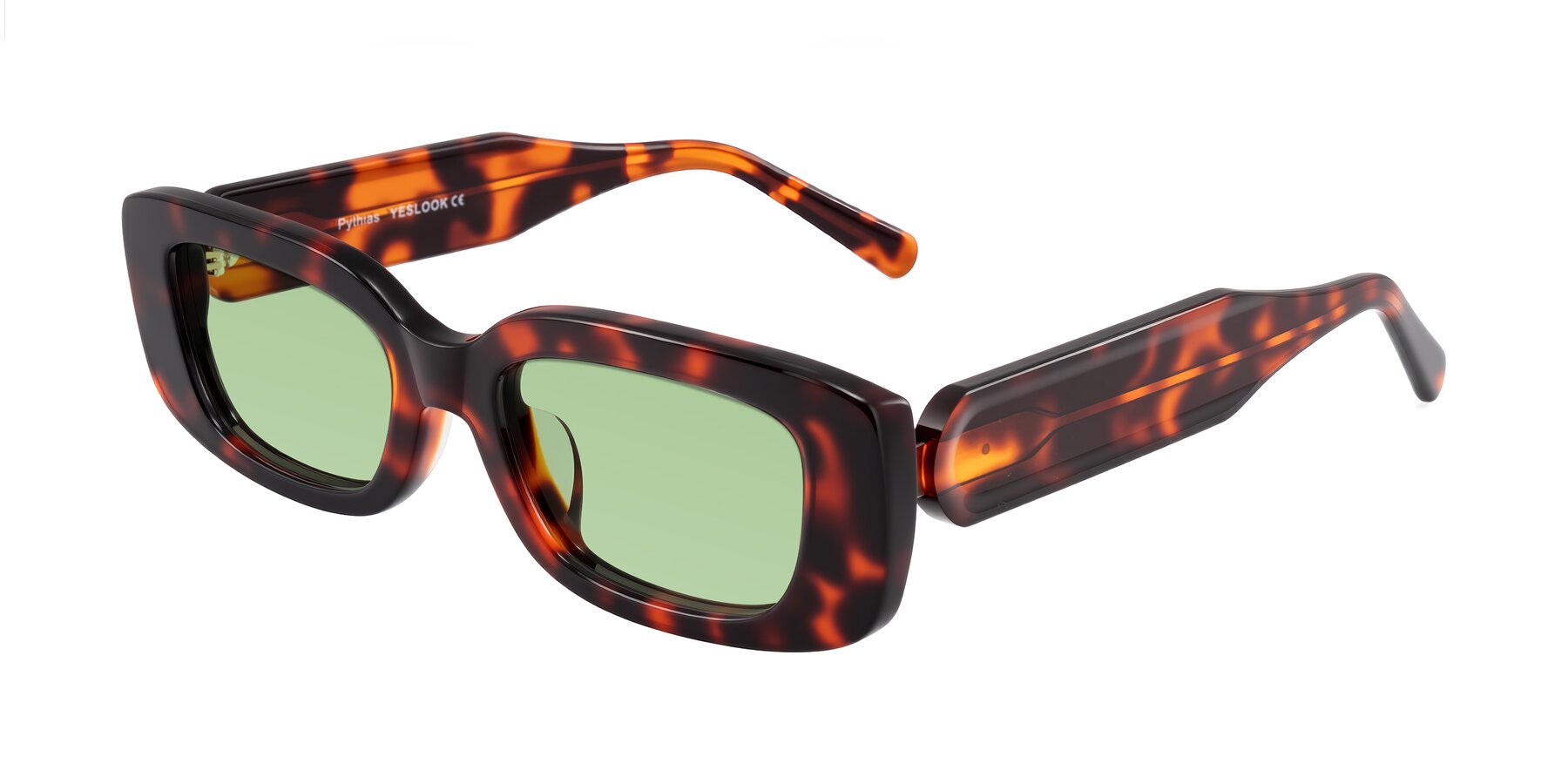 Angle of Pythias in Tortoise with Medium Green Tinted Lenses
