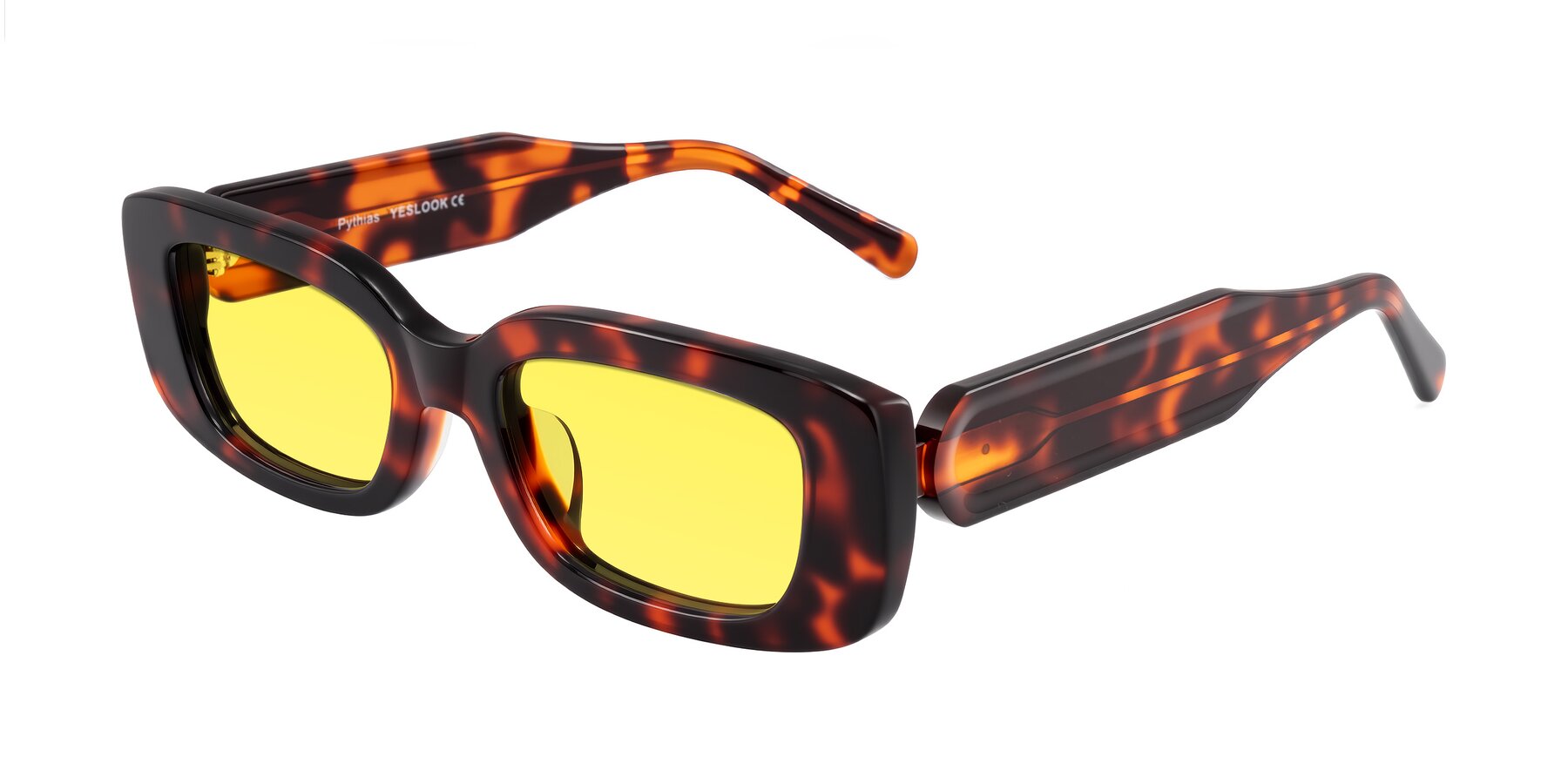 Angle of Pythias in Tortoise with Medium Yellow Tinted Lenses