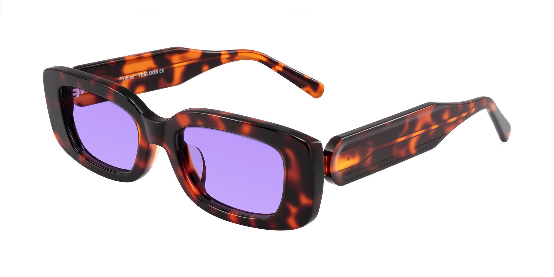 Angle of Pythias in Tortoise with Medium Purple Tinted Lenses