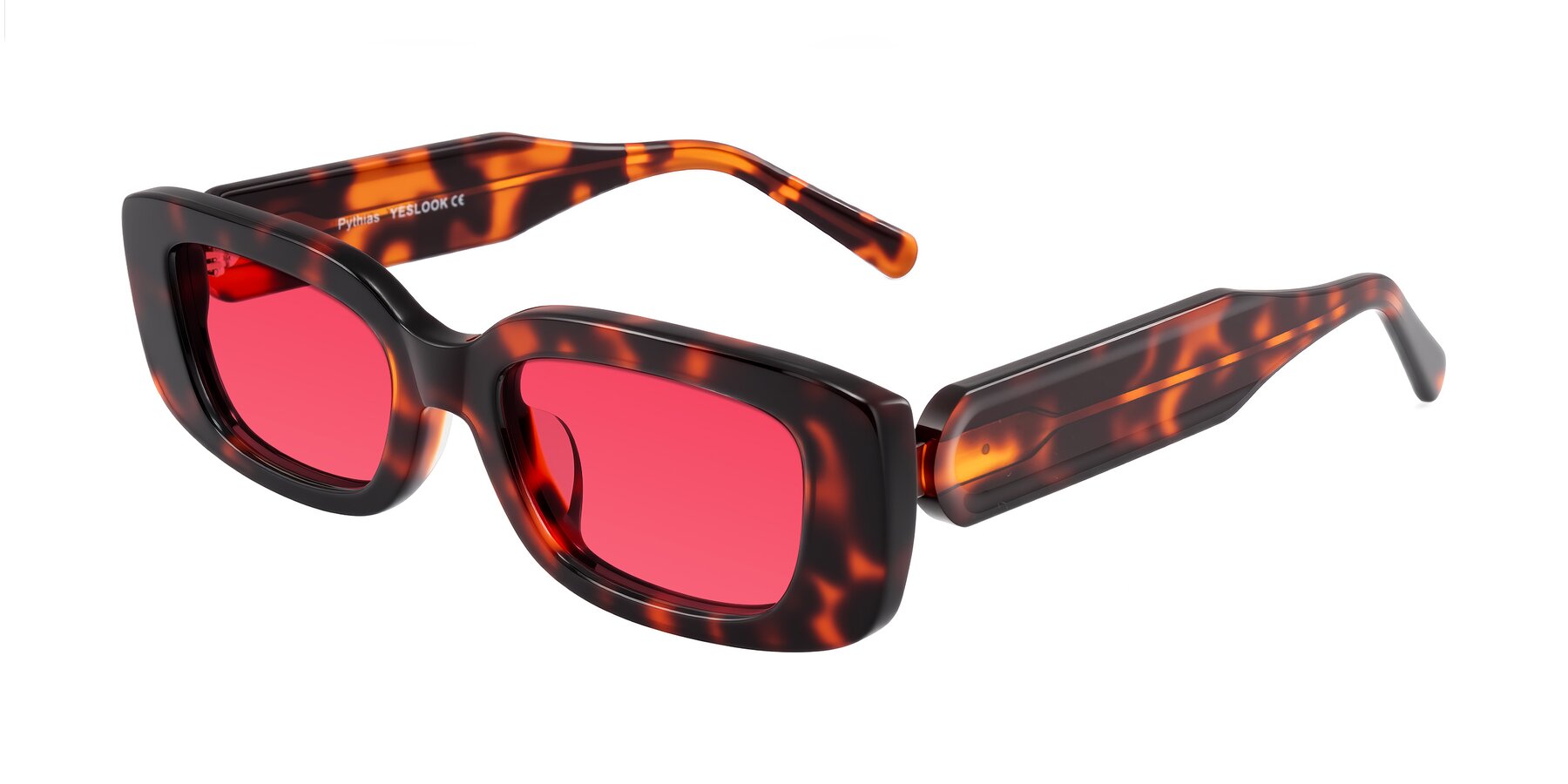 Angle of Pythias in Tortoise with Red Tinted Lenses