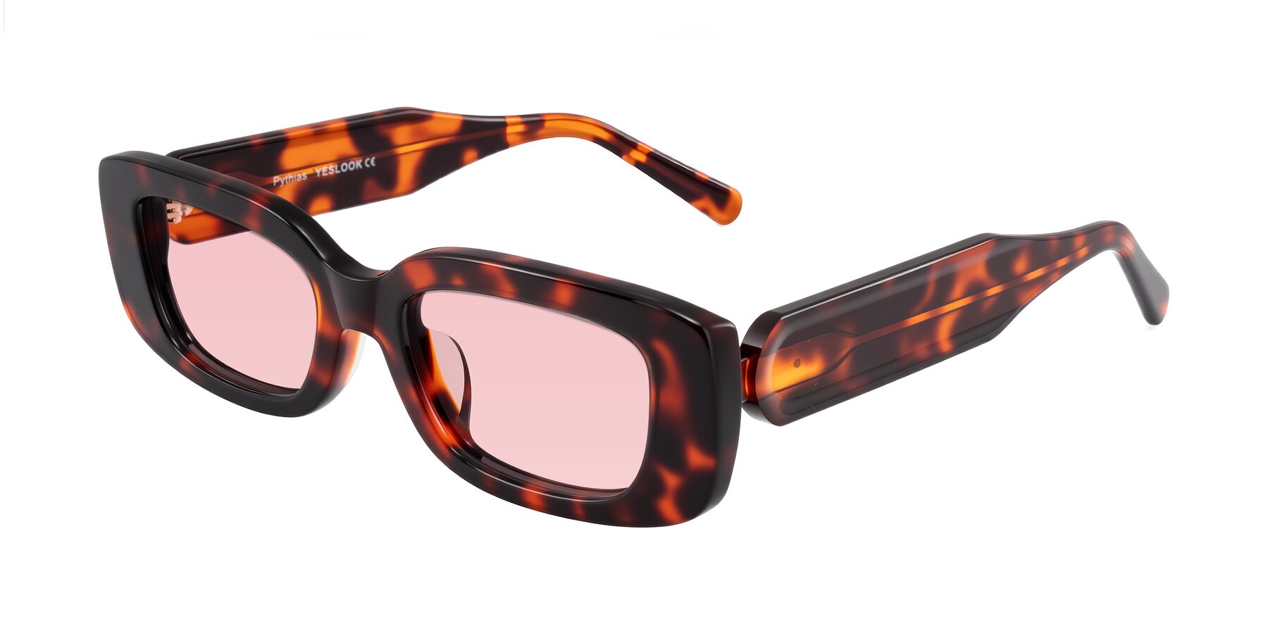 Angle of Pythias in Tortoise with Light Garnet Tinted Lenses