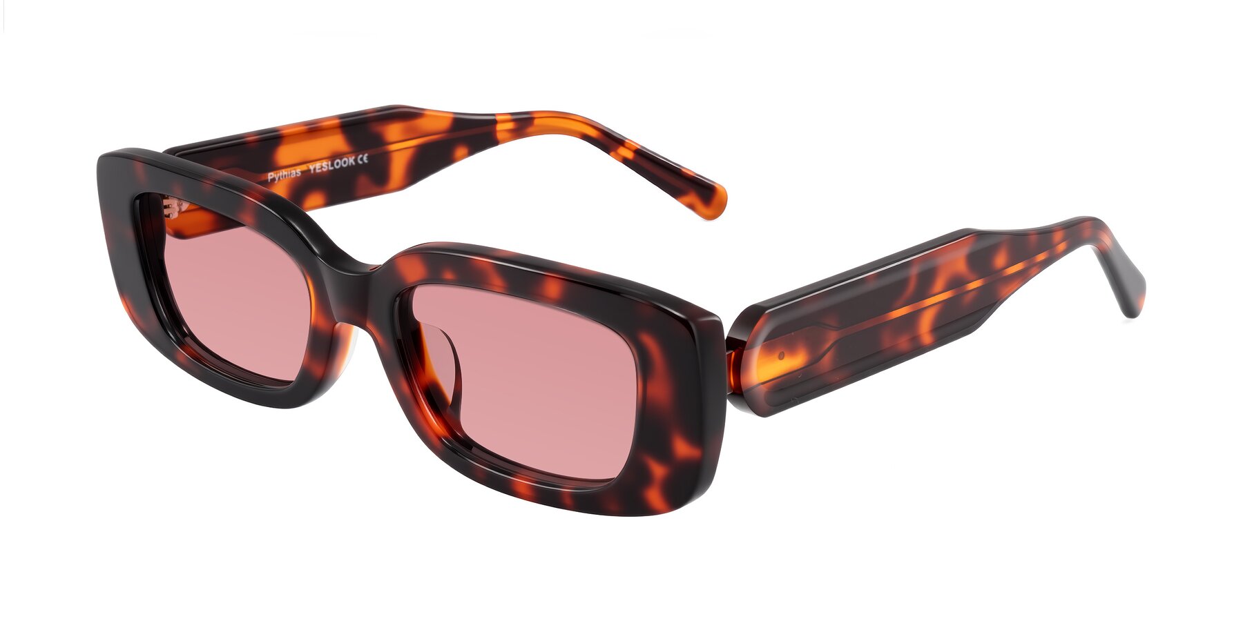 Angle of Pythias in Tortoise with Medium Garnet Tinted Lenses