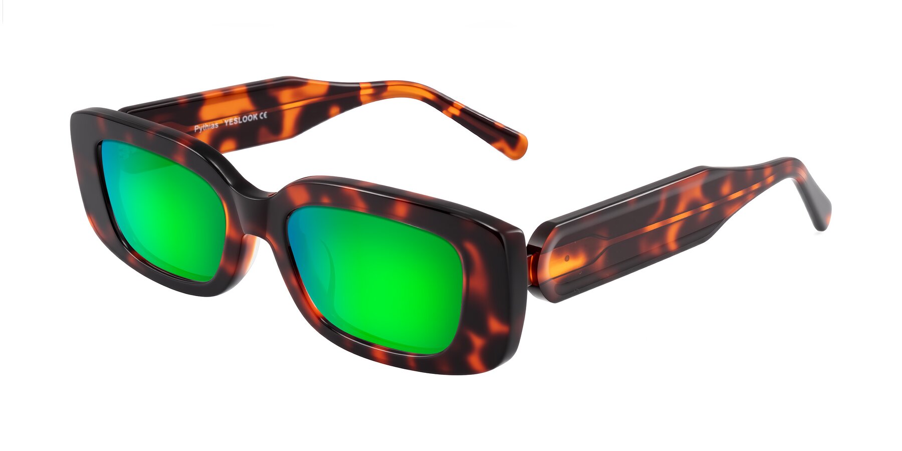 Angle of Pythias in Tortoise with Green Mirrored Lenses