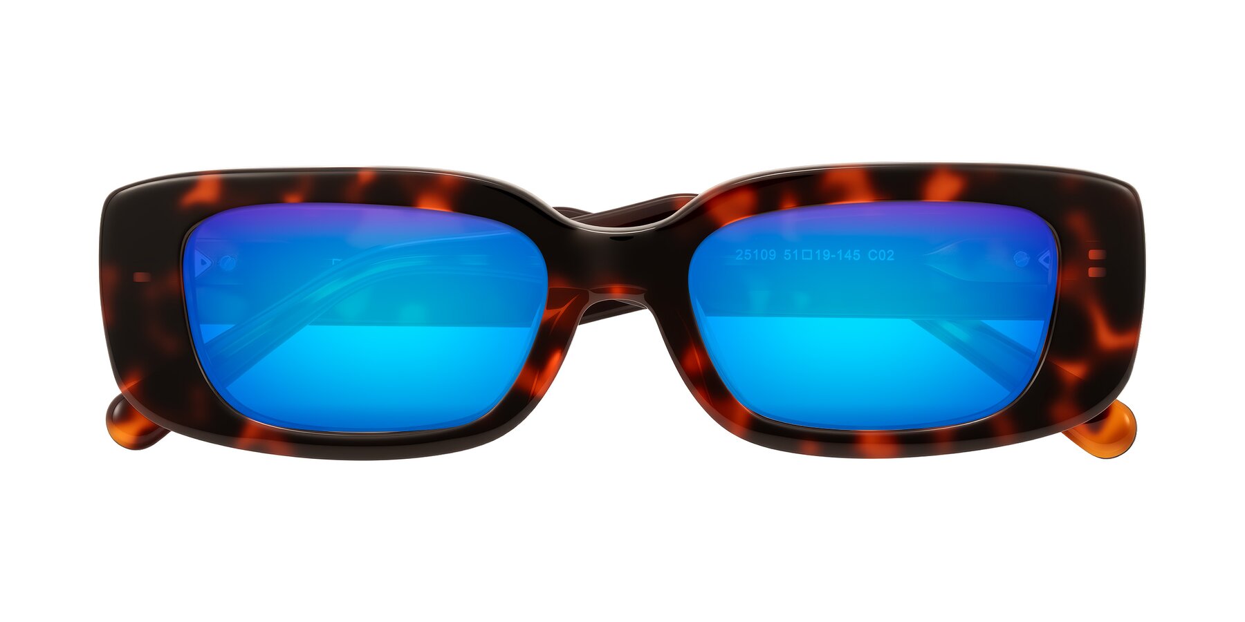 Folded Front of Pythias in Tortoise with Blue Mirrored Lenses
