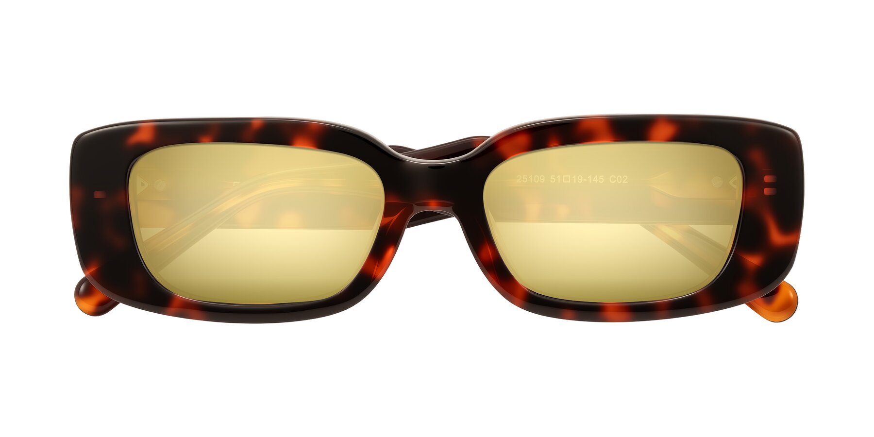 Folded Front of Pythias in Tortoise with Gold Mirrored Lenses