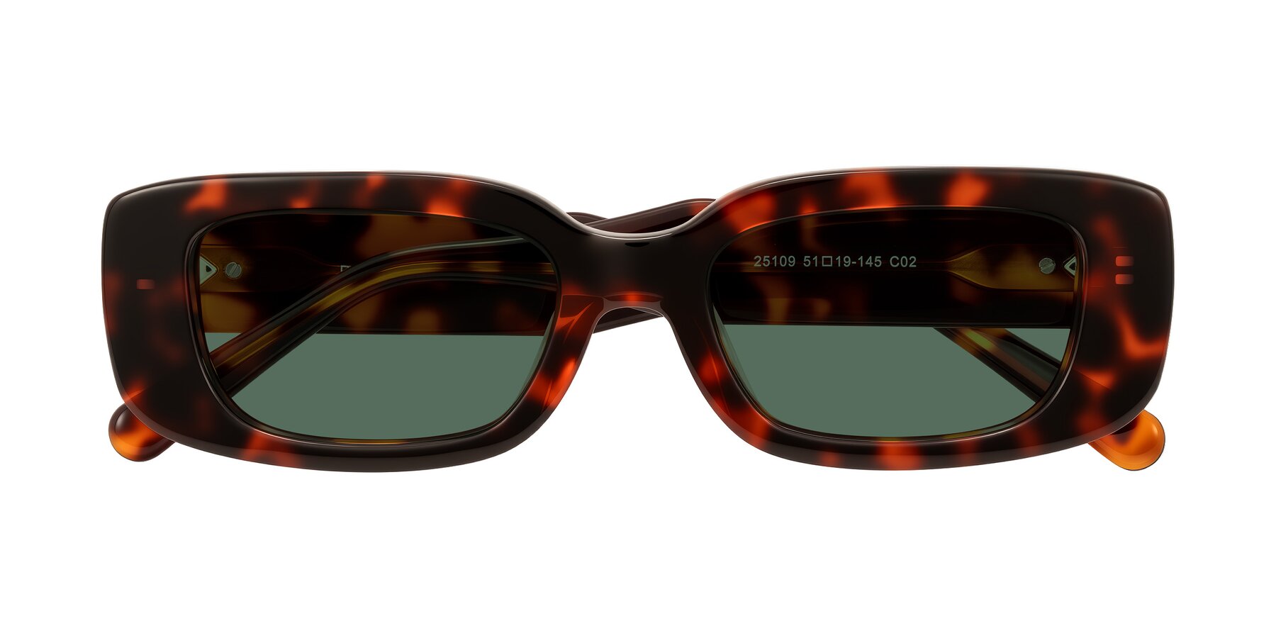Folded Front of Pythias in Tortoise with Green Polarized Lenses