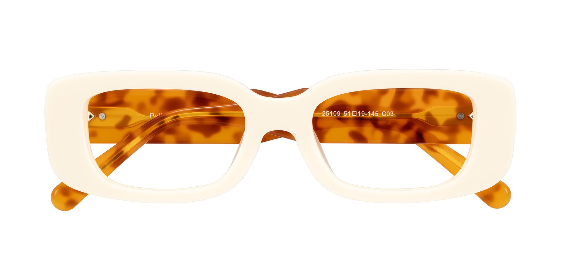 Folded Front of Pythias in Milky White/Tortoise with Clear Eyeglass Lenses