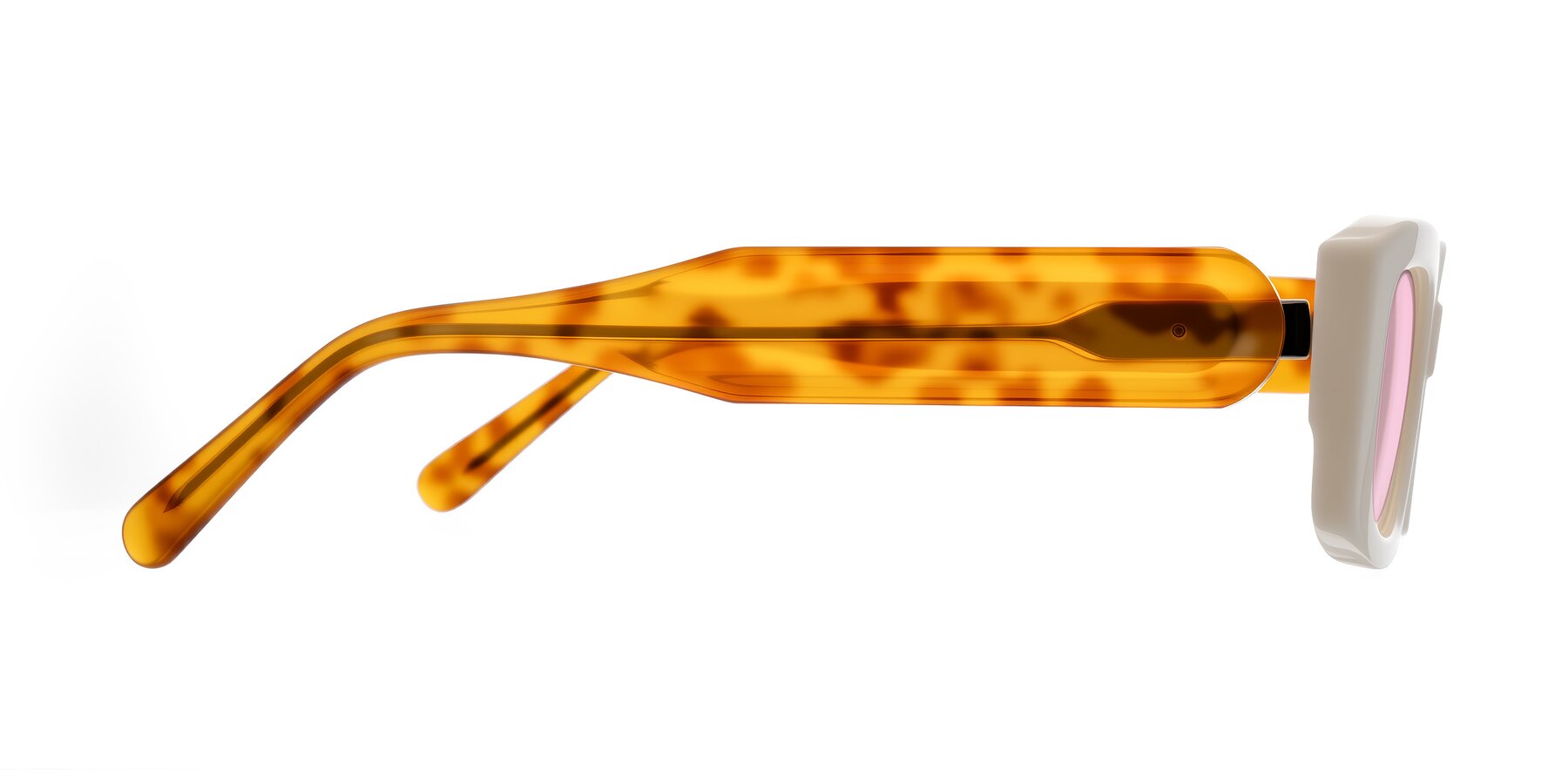 Side of Pythias in Milky White/Tortoise with Light Pink Tinted Lenses