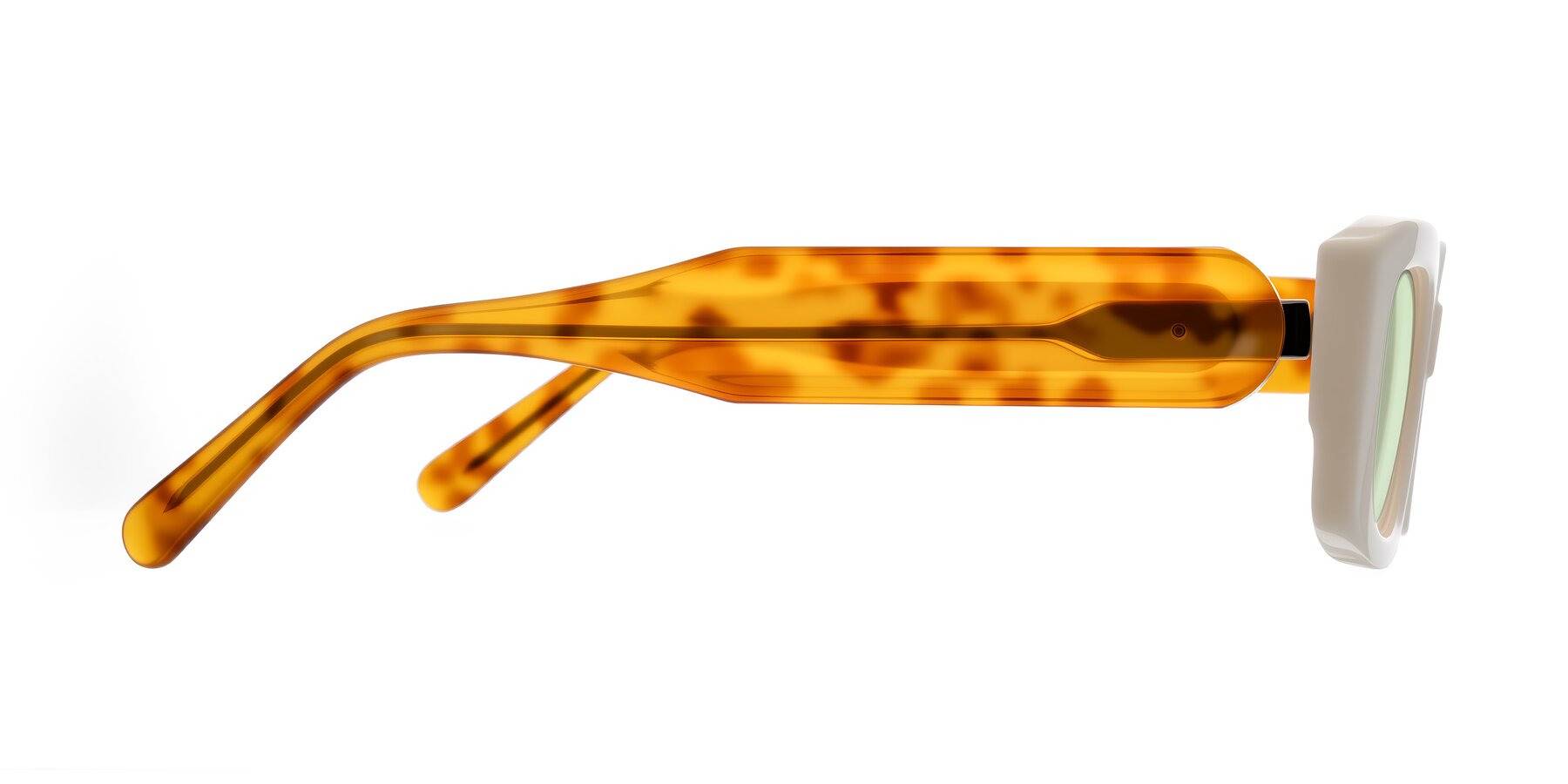 Side of Pythias in Milky White/Tortoise with Light Green Tinted Lenses