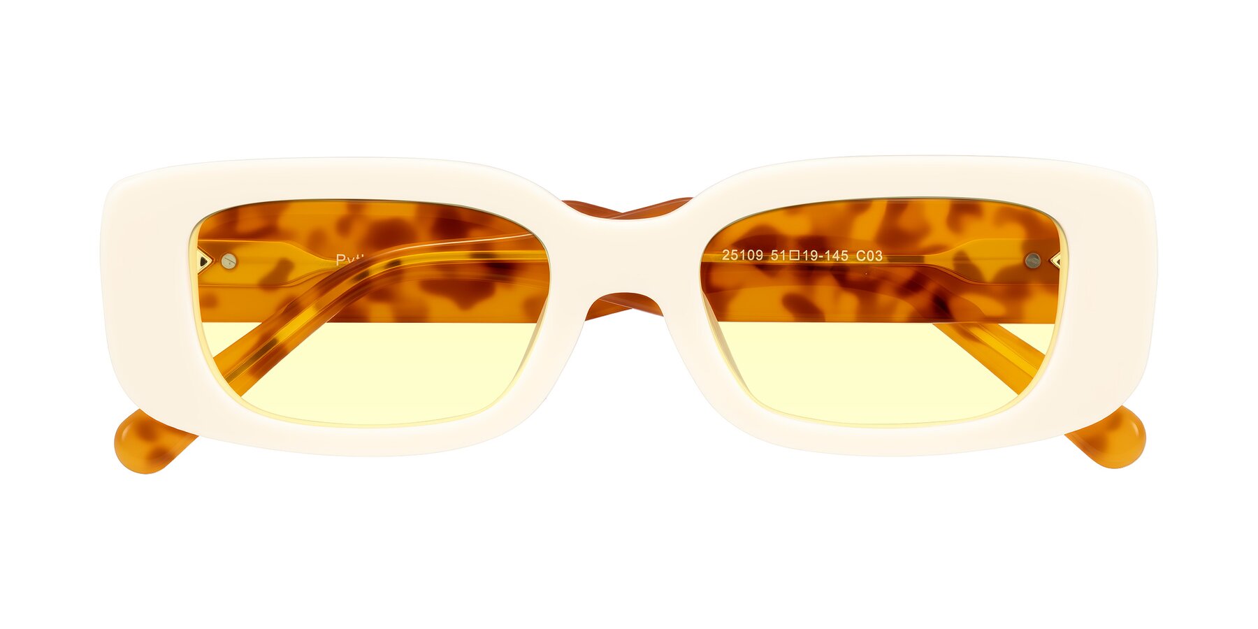 Folded Front of Pythias in Milky White/Tortoise with Light Yellow Tinted Lenses