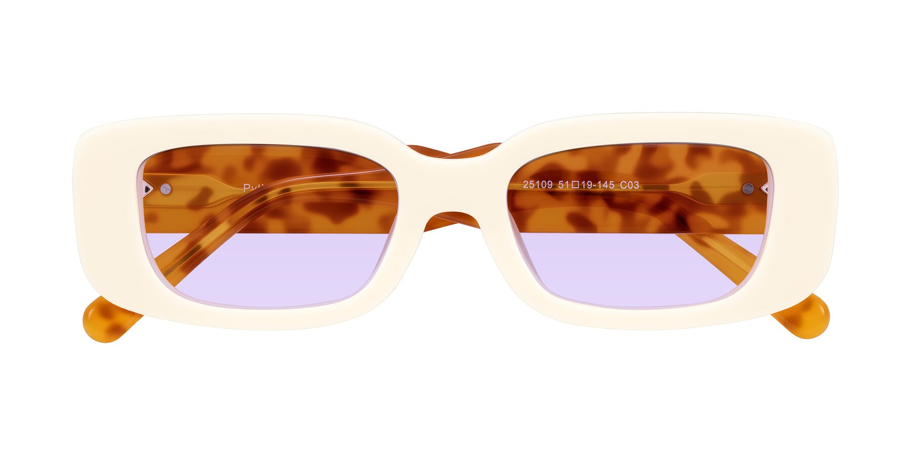 Folded Front of Pythias in Milky White/Tortoise with Light Purple Tinted Lenses