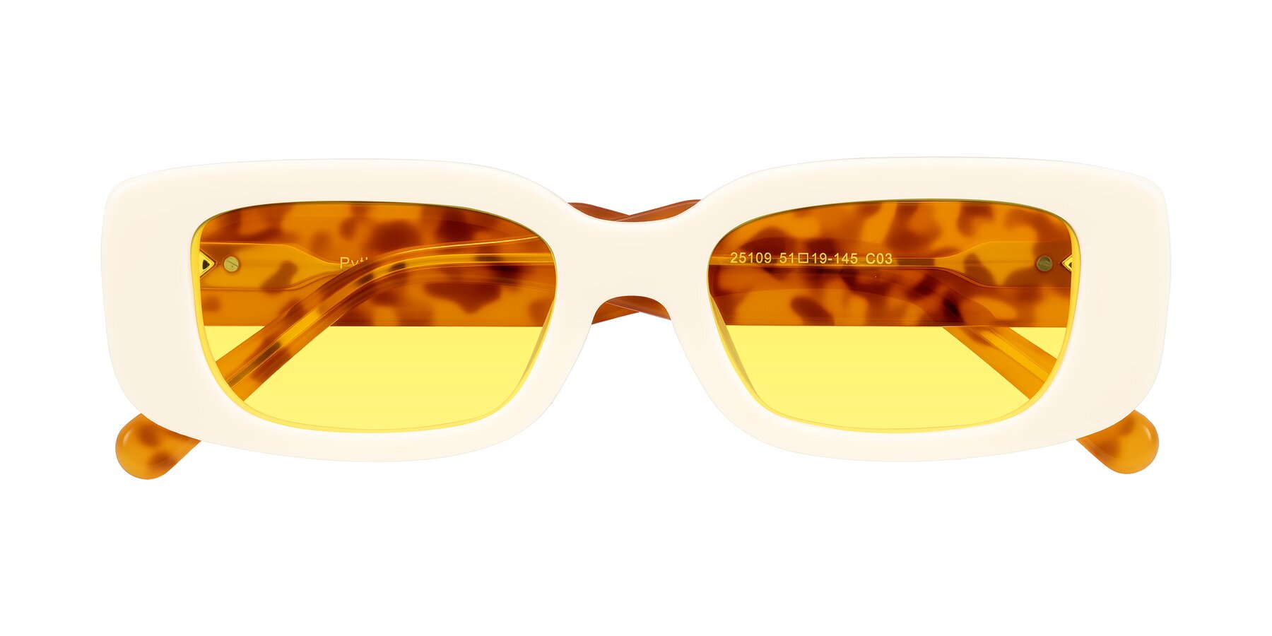 Folded Front of Pythias in Milky White/Tortoise with Medium Yellow Tinted Lenses