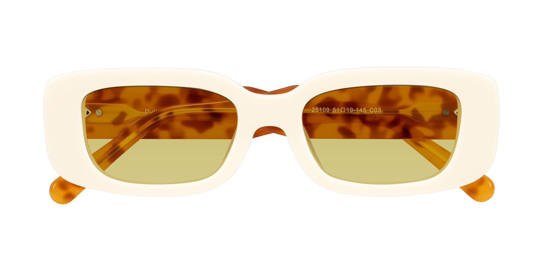Folded Front of Pythias in Milky White/Tortoise with Medium Champagne Tinted Lenses