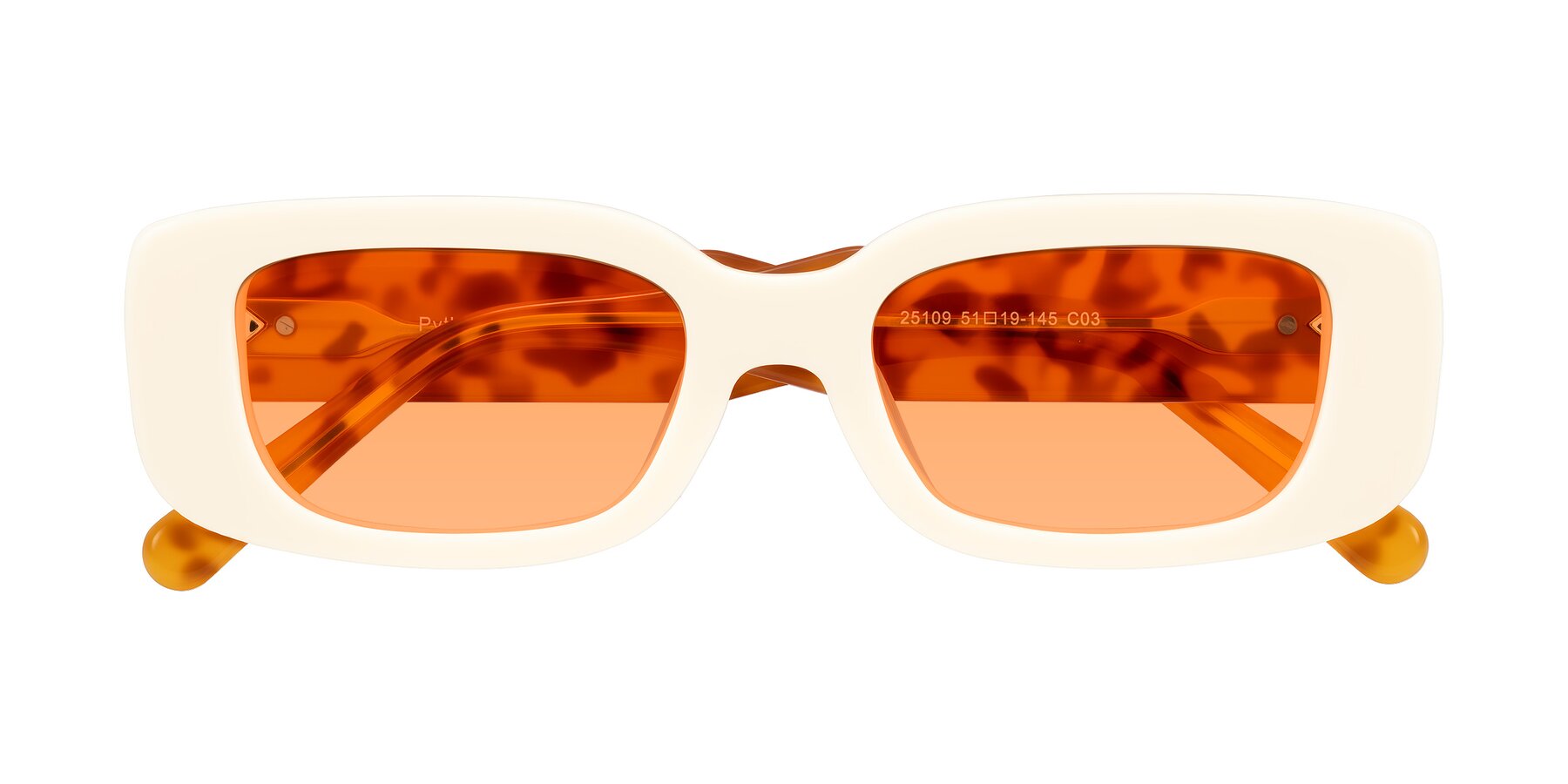 Folded Front of Pythias in Milky White/Tortoise with Medium Orange Tinted Lenses