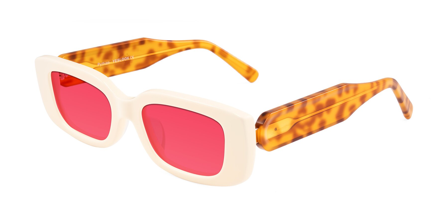 Angle of Pythias in Milky White/Tortoise with Red Tinted Lenses