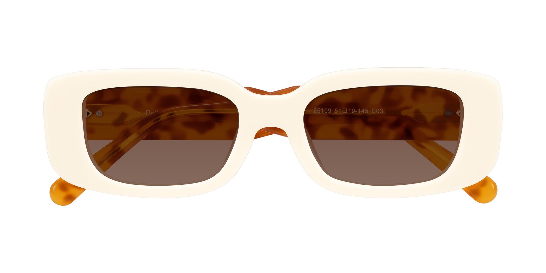 Folded Front of Pythias in Milky White/Tortoise with Brown Tinted Lenses