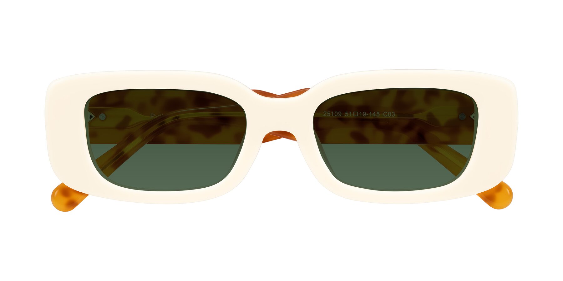 Folded Front of Pythias in Milky White/Tortoise with Green Tinted Lenses