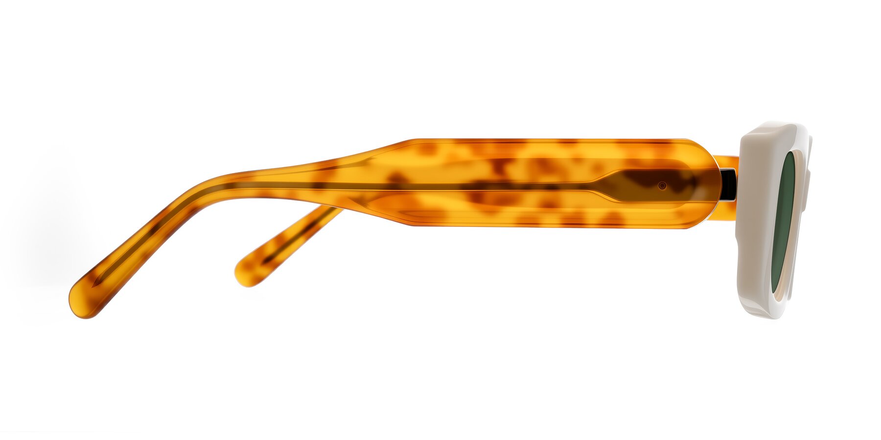 Side of Pythias in Milky White/Tortoise with Green Tinted Lenses