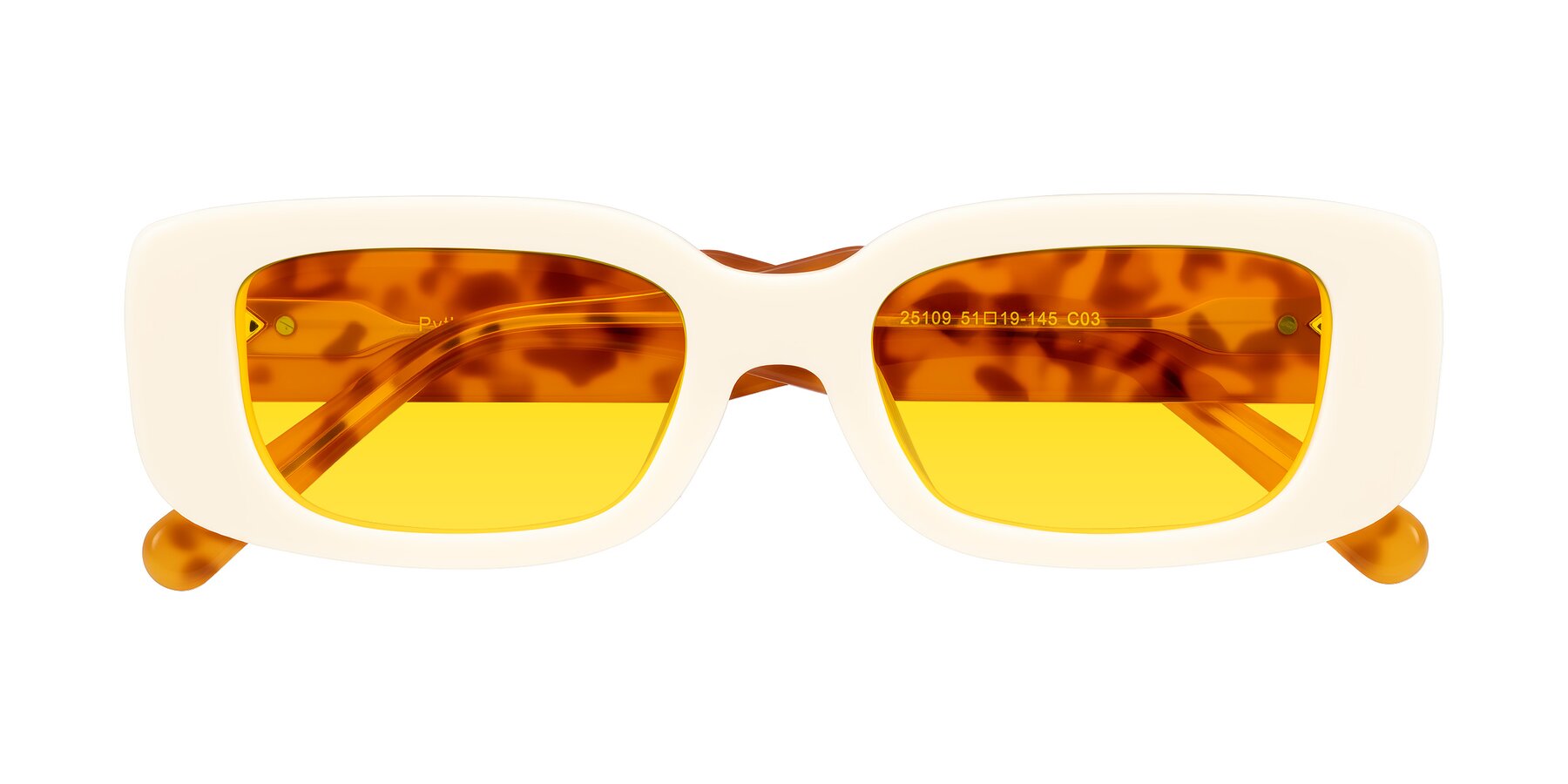 Folded Front of Pythias in Milky White/Tortoise with Yellow Tinted Lenses