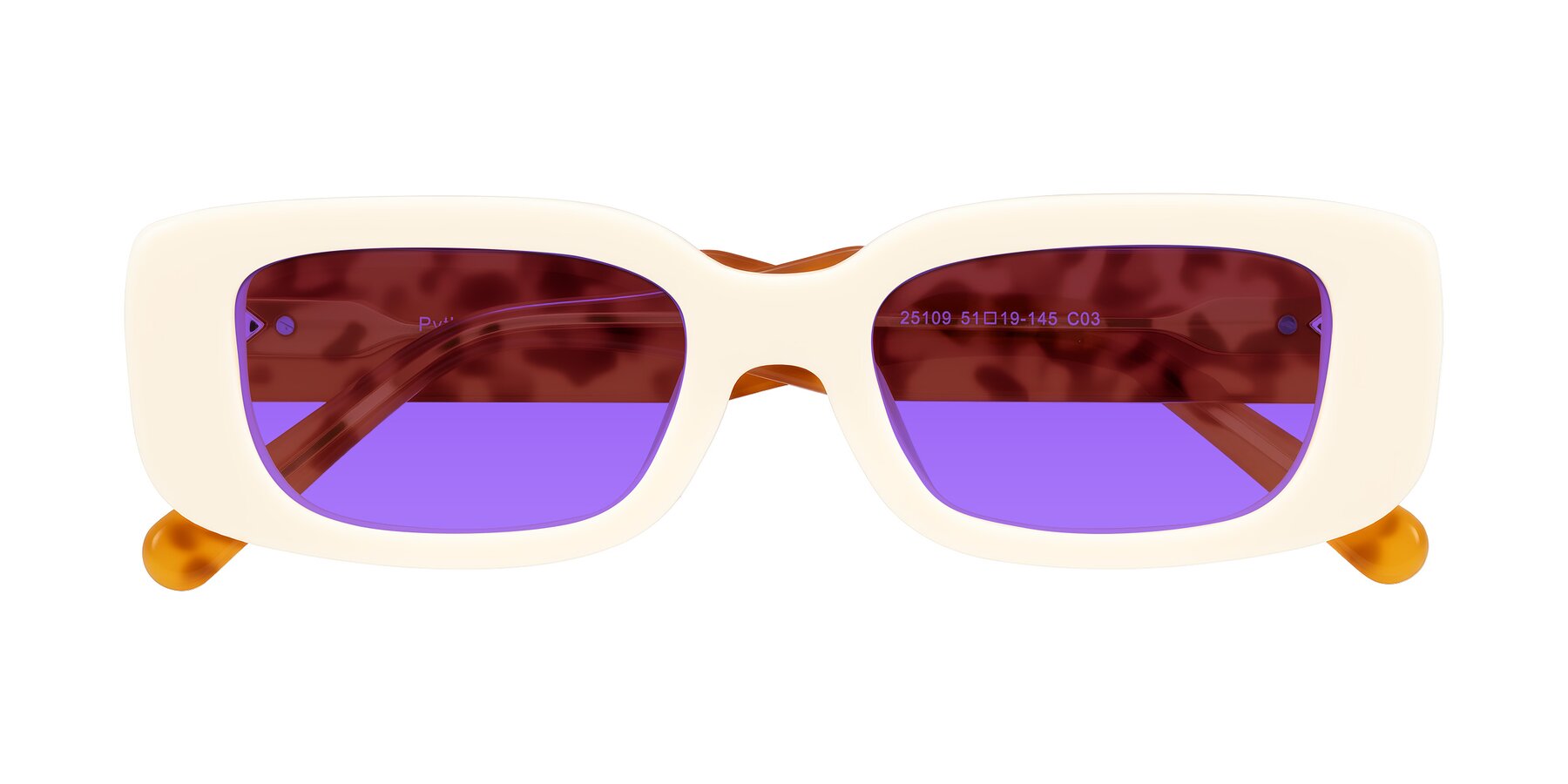 Folded Front of Pythias in Milky White/Tortoise with Purple Tinted Lenses