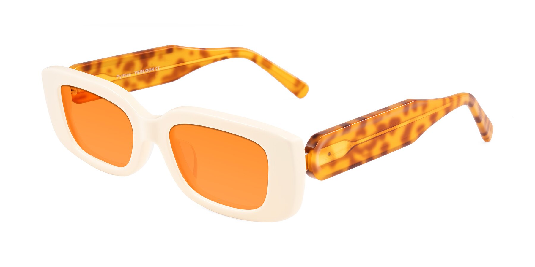 Angle of Pythias in Milky White/Tortoise with Orange Tinted Lenses
