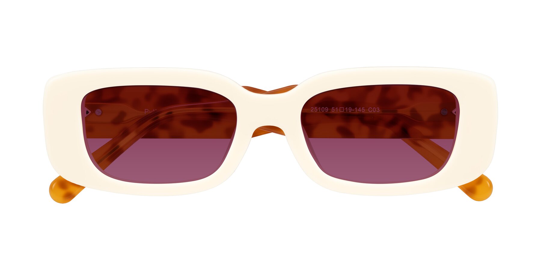 Folded Front of Pythias in Milky White/Tortoise with Wine Tinted Lenses