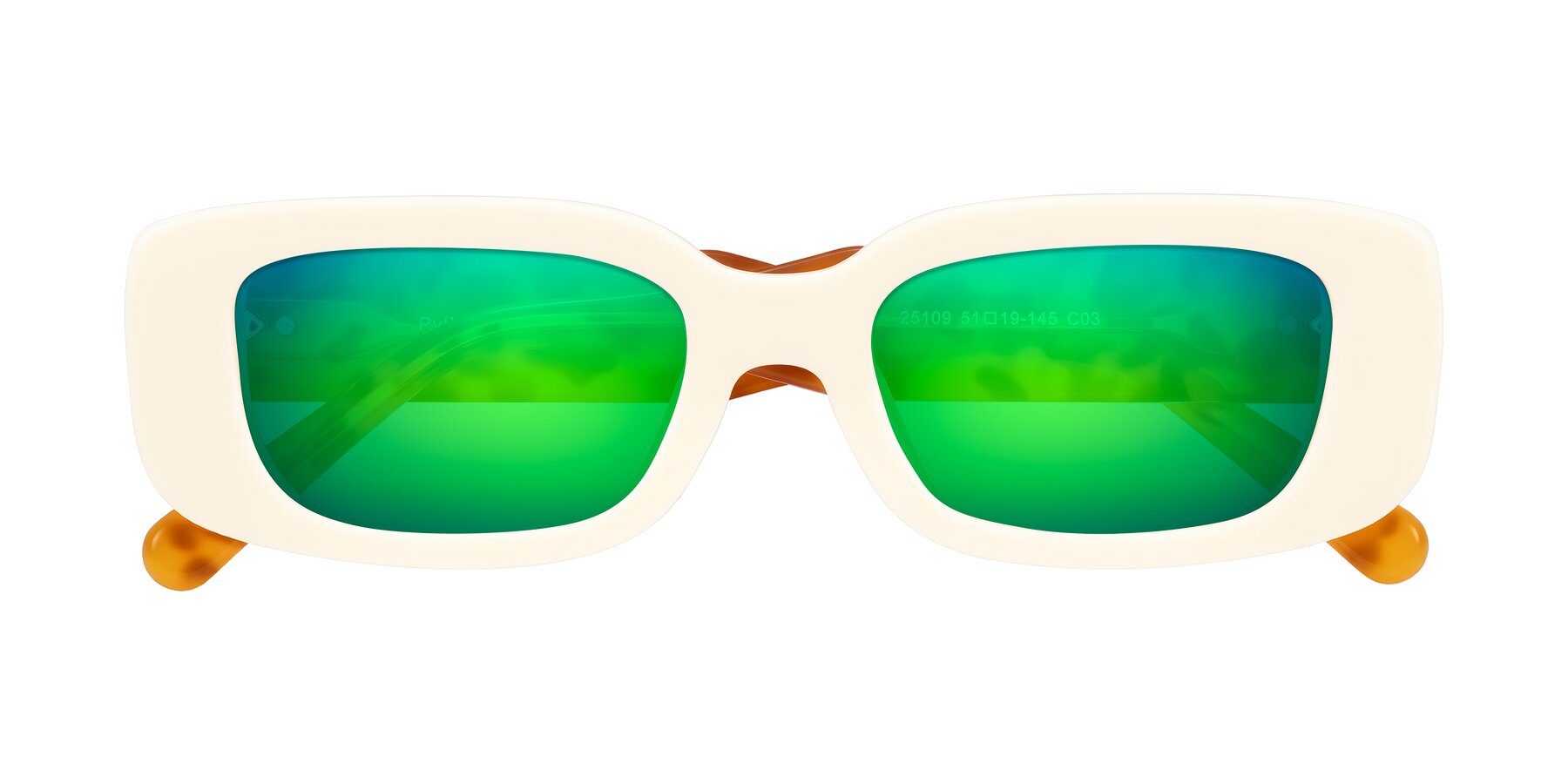 Folded Front of Pythias in Milky White/Tortoise with Green Mirrored Lenses