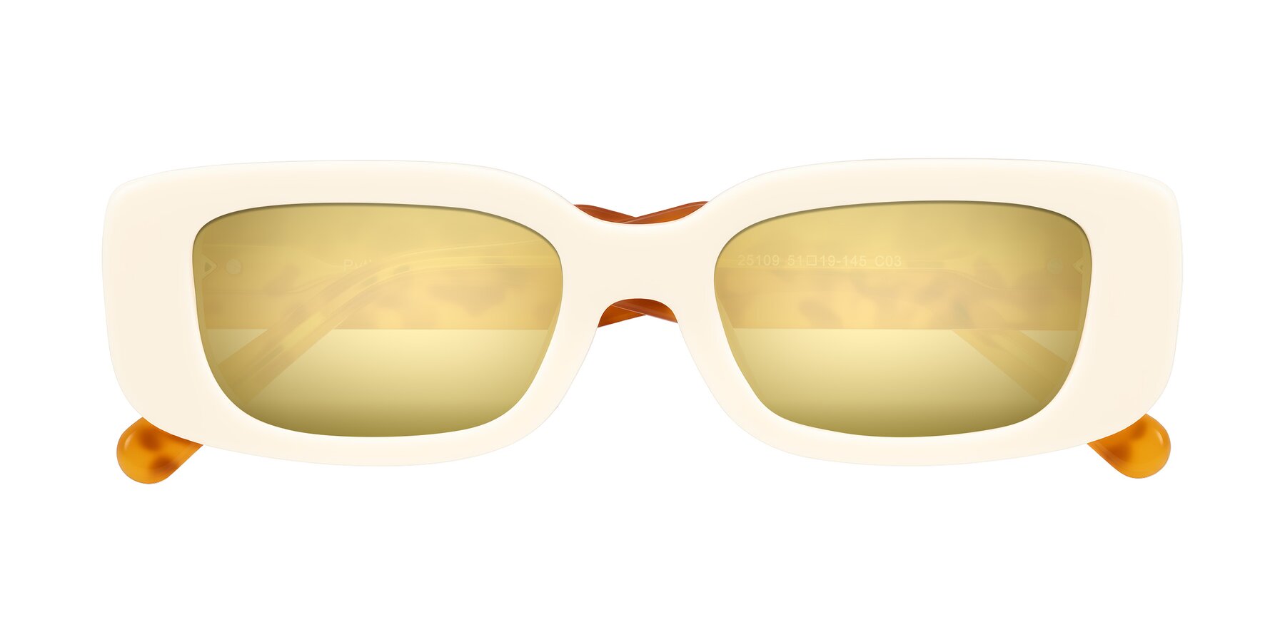 Folded Front of Pythias in Milky White/Tortoise with Gold Mirrored Lenses