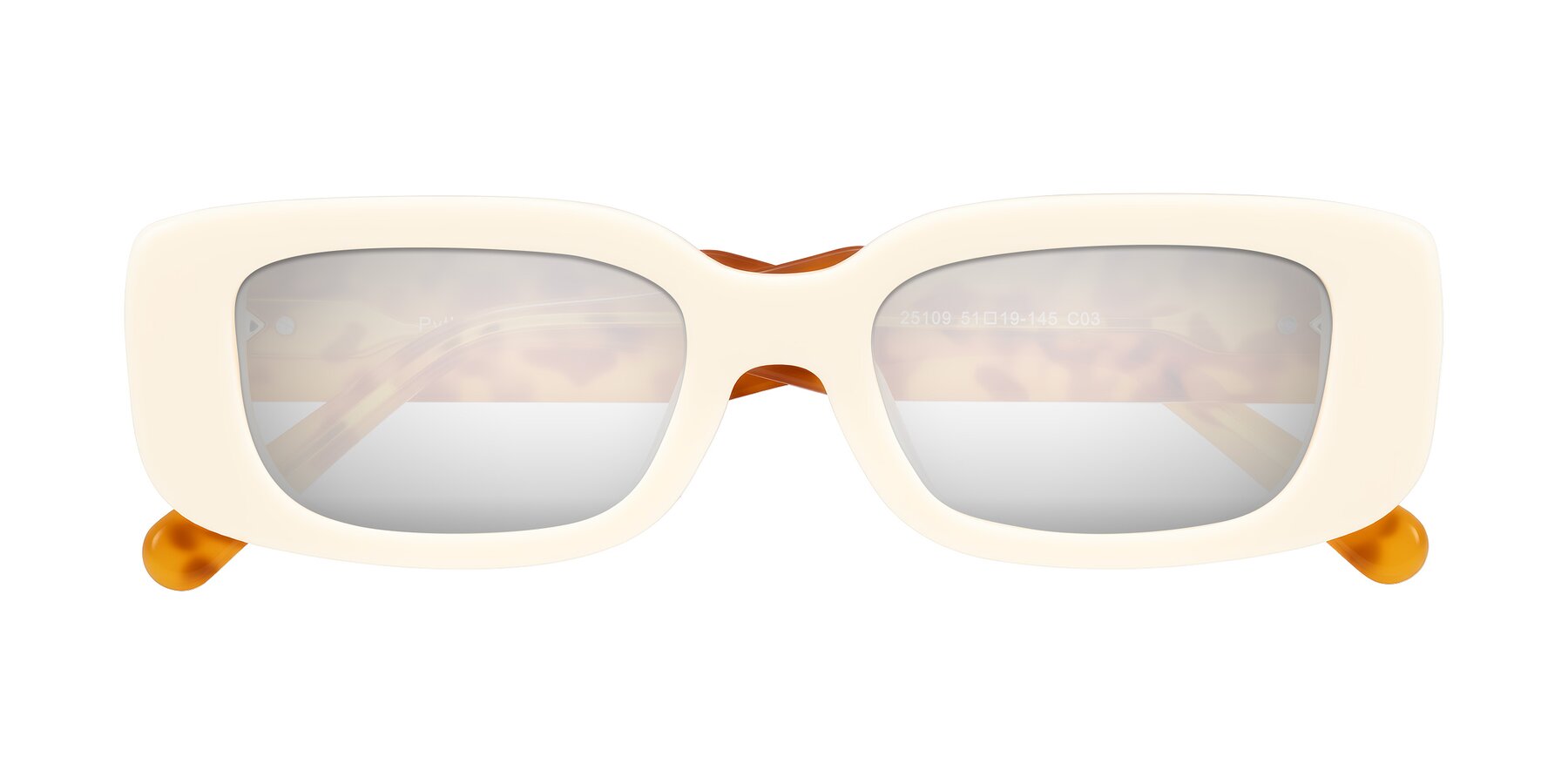 Folded Front of Pythias in Milky White/Tortoise with Silver Mirrored Lenses