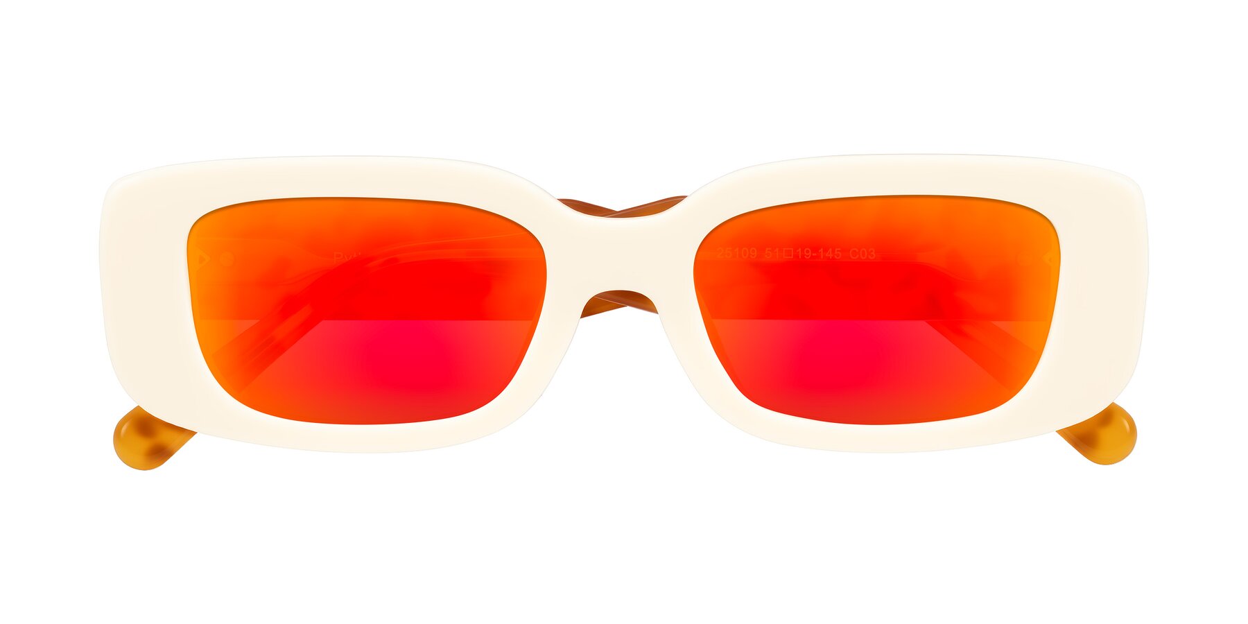 Folded Front of Pythias in Milky White/Tortoise with Red Gold Mirrored Lenses