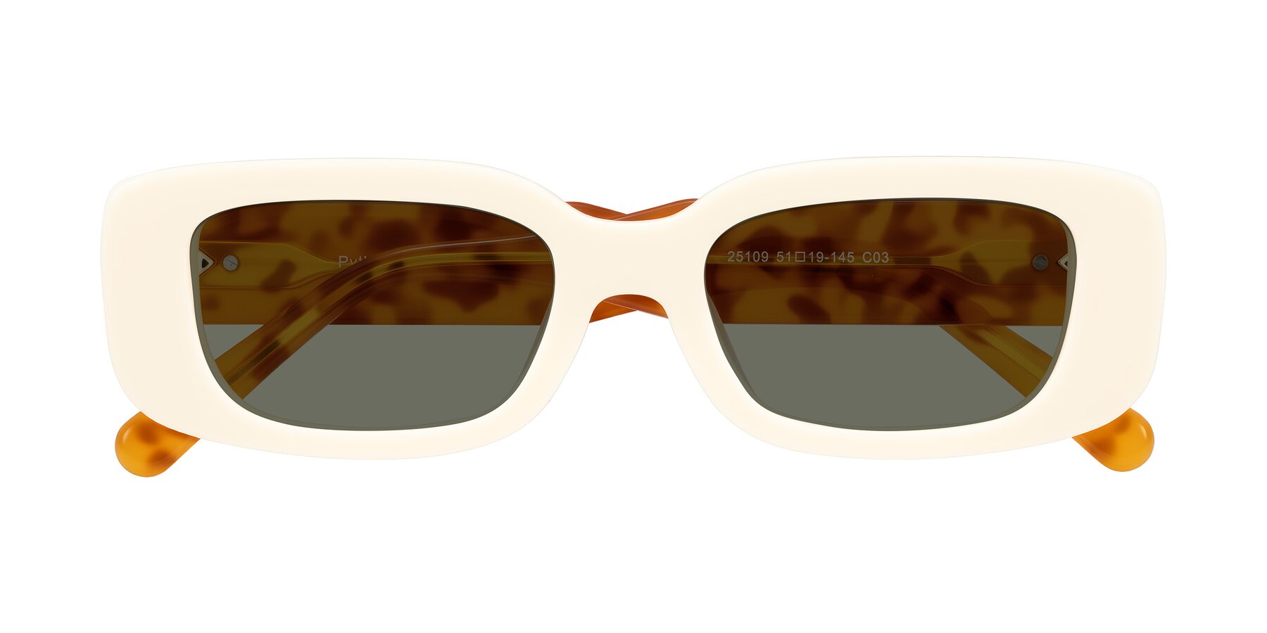 Folded Front of Pythias in Milky White/Tortoise with Gray Polarized Lenses
