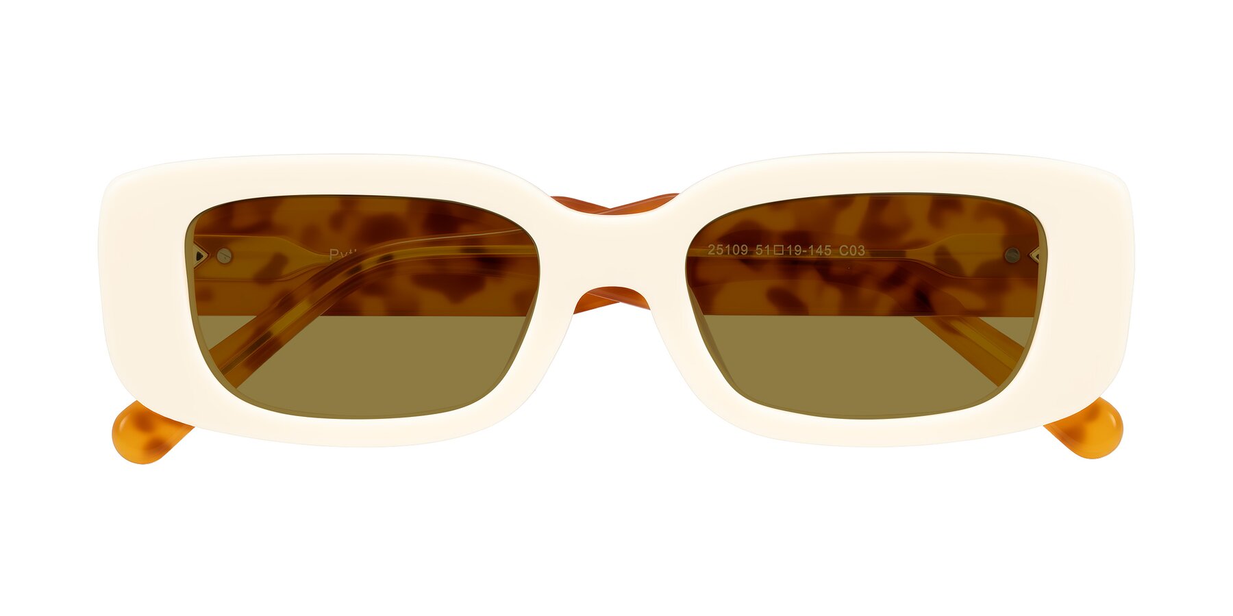 Folded Front of Pythias in Milky White/Tortoise with Brown Polarized Lenses