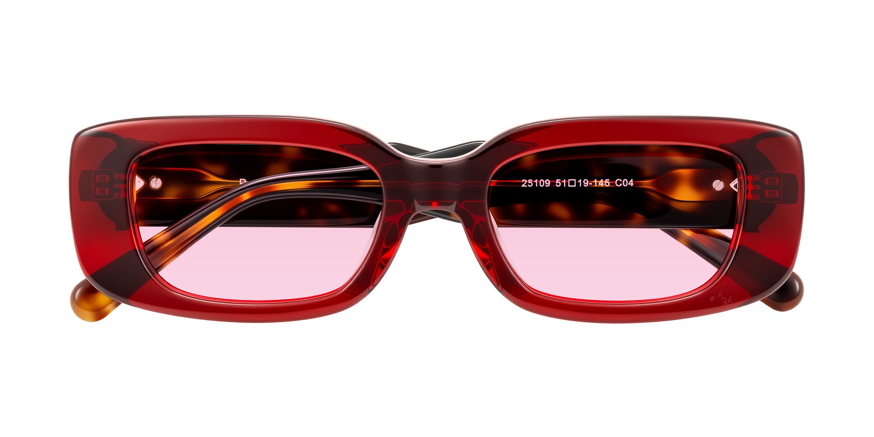 Folded Front of Pythias in Wine/Tortoise with Light Pink Tinted Lenses