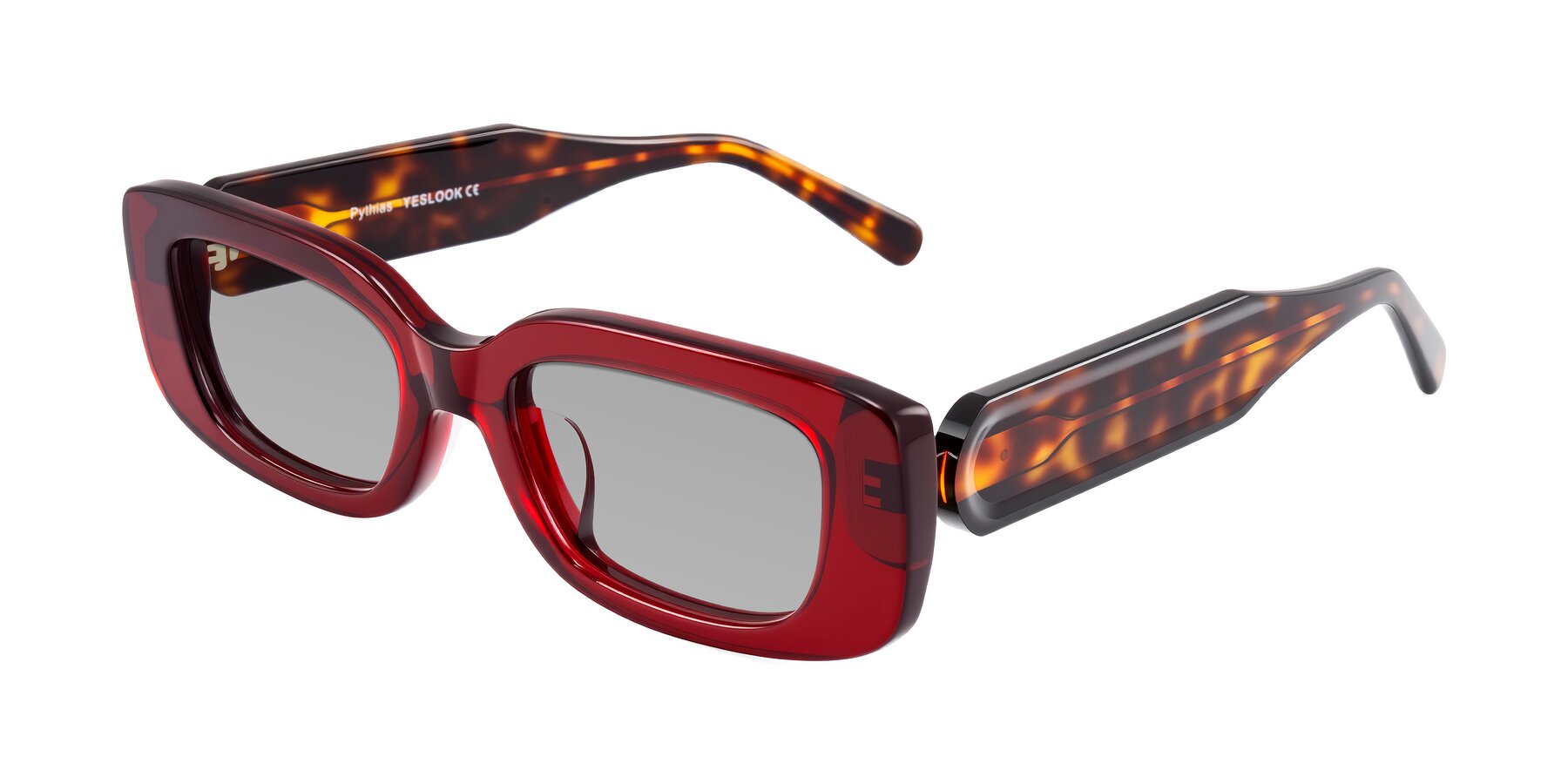 Angle of Pythias in Wine/Tortoise with Light Gray Tinted Lenses