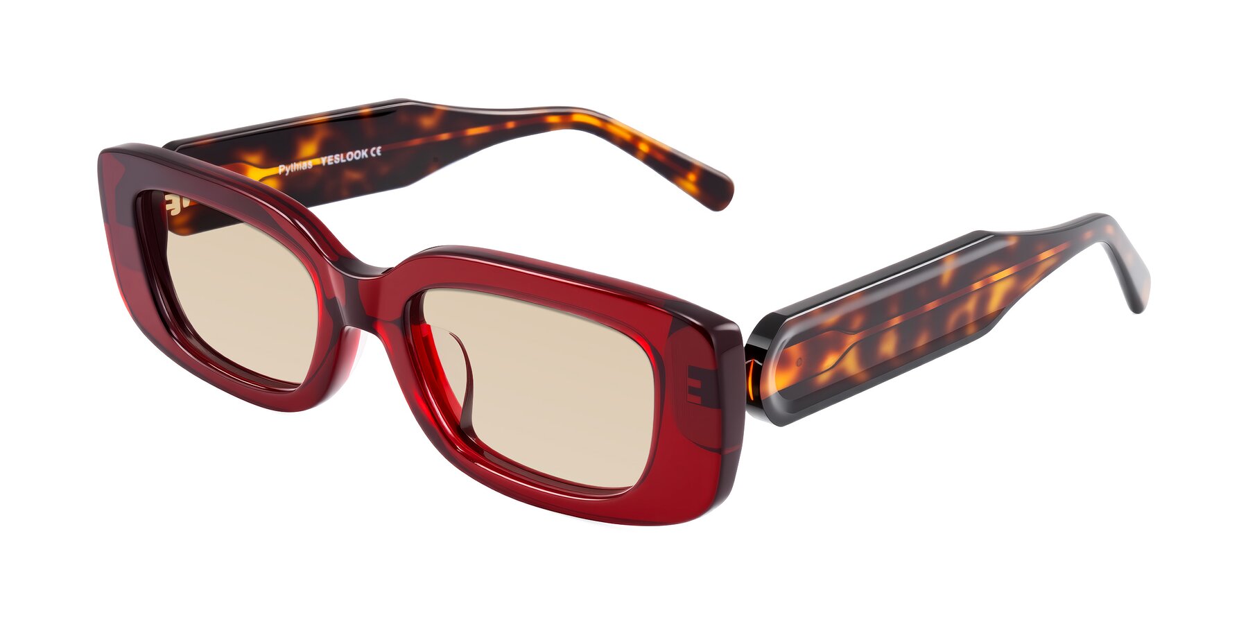 Angle of Pythias in Wine/Tortoise with Light Brown Tinted Lenses