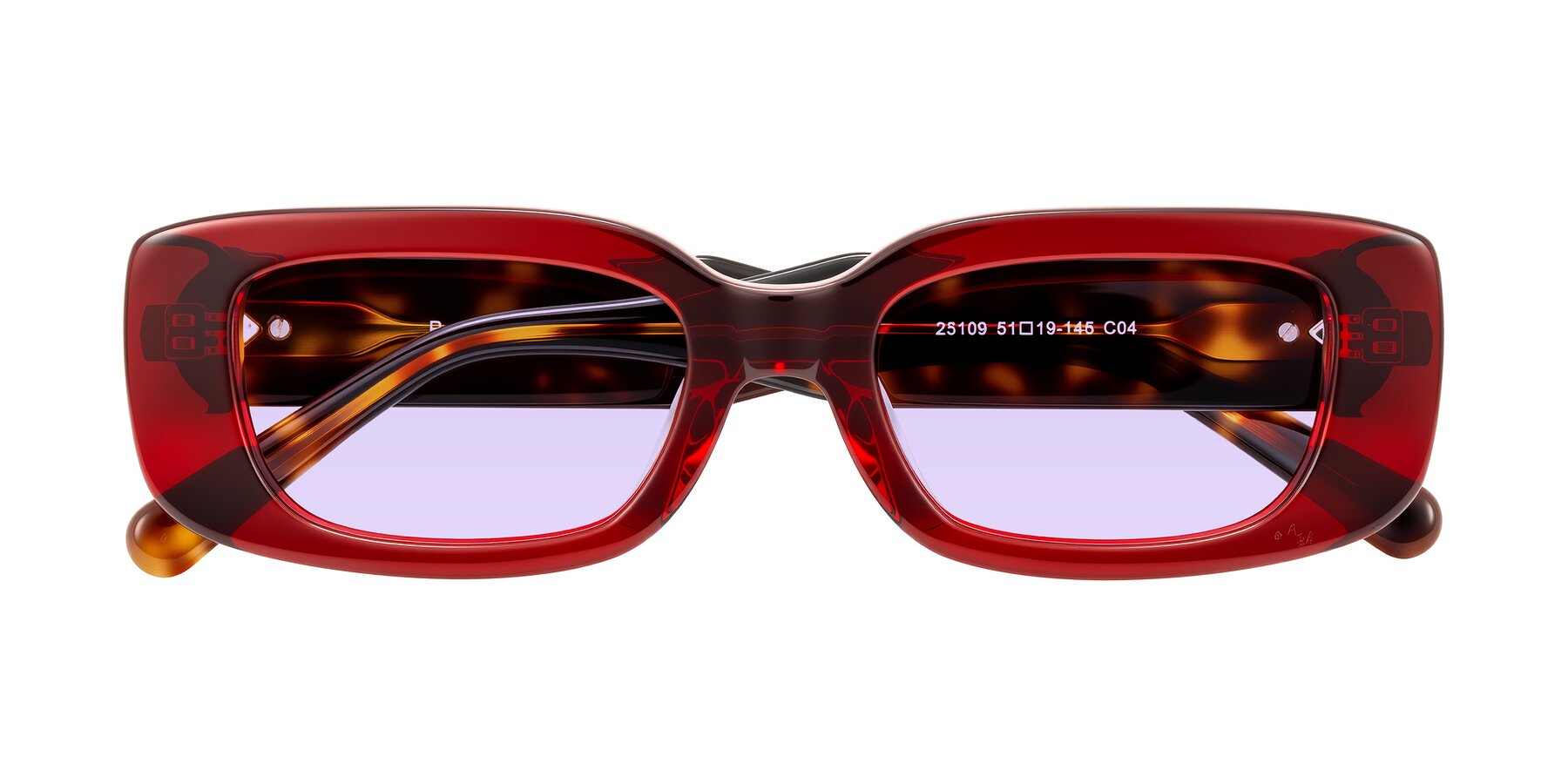 Folded Front of Pythias in Wine/Tortoise with Light Purple Tinted Lenses