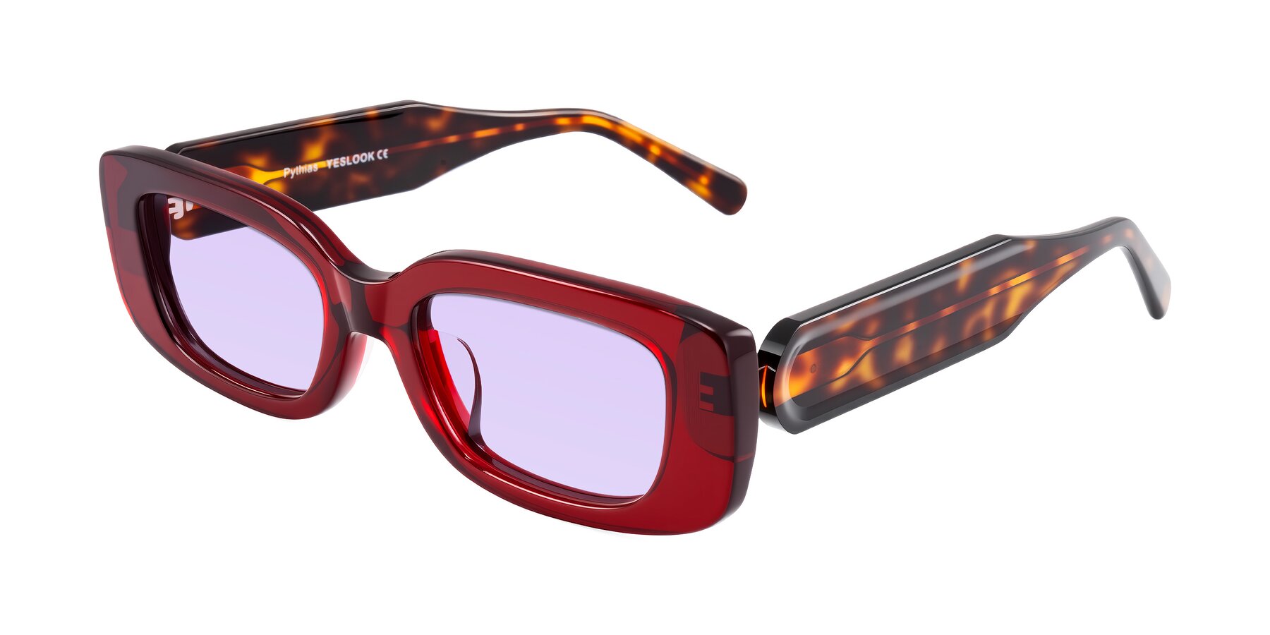 Angle of Pythias in Wine/Tortoise with Light Purple Tinted Lenses