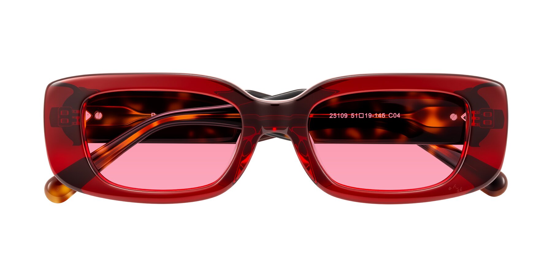 Folded Front of Pythias in Wine/Tortoise with Pink Tinted Lenses