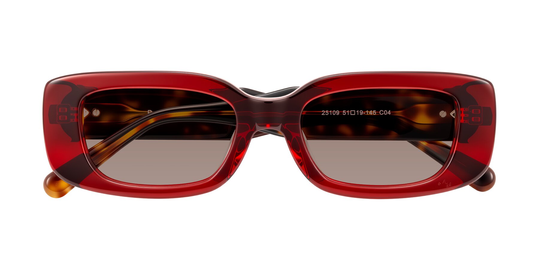 Folded Front of Pythias in Wine/Tortoise with Medium Brown Tinted Lenses