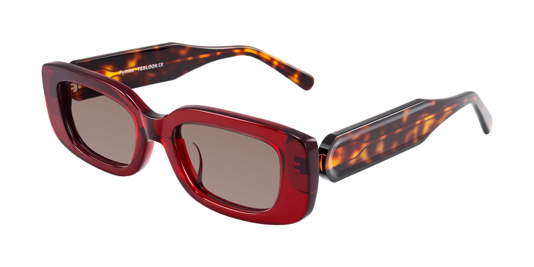 Angle of Pythias in Wine/Tortoise with Medium Brown Tinted Lenses
