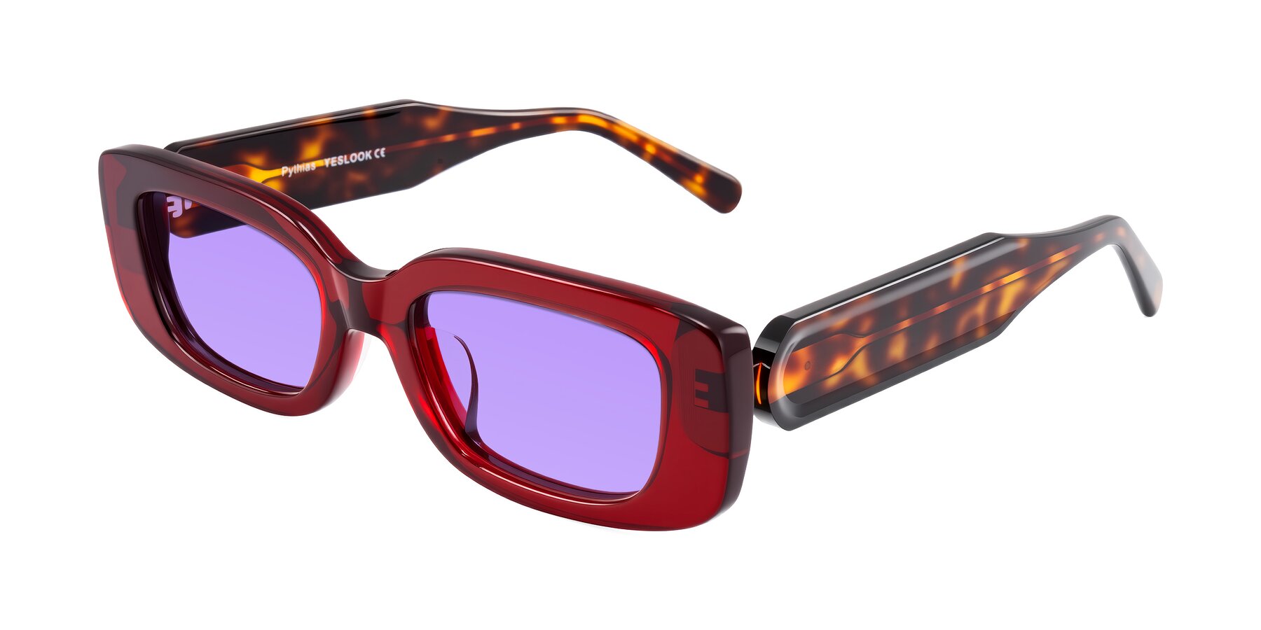 Angle of Pythias in Wine/Tortoise with Medium Purple Tinted Lenses